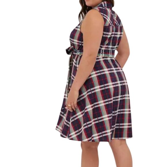 Torrid Poplin Collared Plaid Shirt Dress Size 4 Multi-Color - Picture 2 of 8